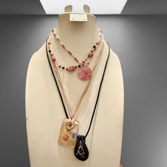 Bundle of Pink Pretty Floral Glass Necklaces - Picture 3 of 8